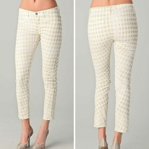 J Brand Mid-Rise Houndstooth Capri - Picture 1 of 6